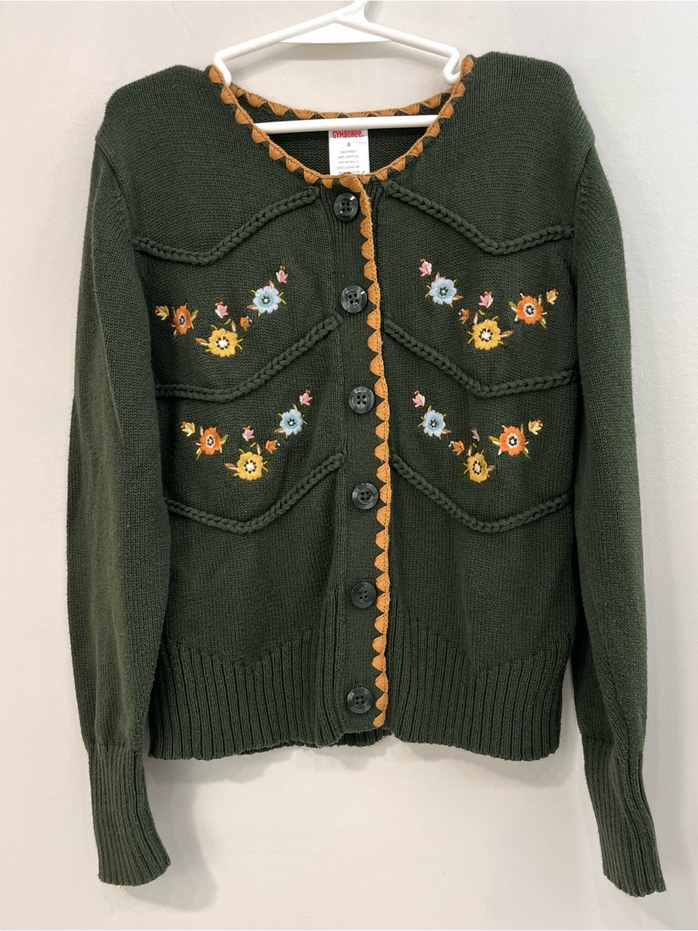 Gymboree Embroidered Sweater Cardigan Girls Size 8 Floral Cottage Fairy